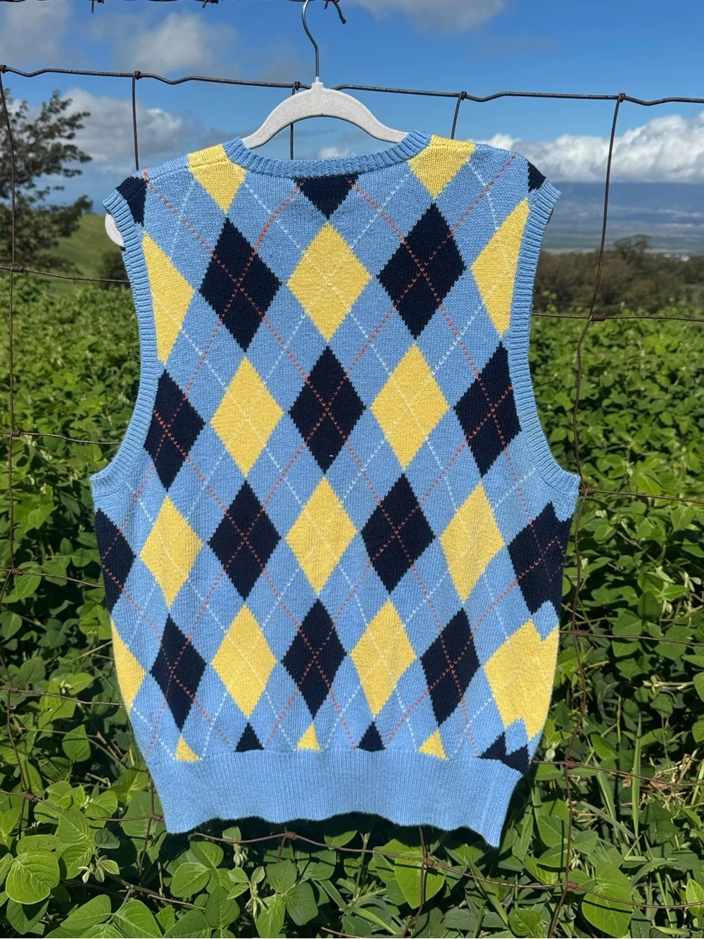 Polo Ralph Lauren Argyle Cashmere Blend Sweater Vest Blue Yellow Preppy XL NWT